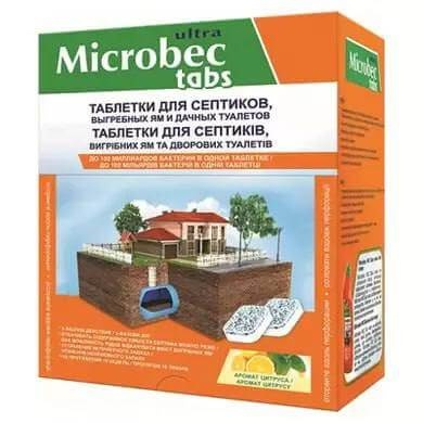 Таблетки для септиків, вигрібних ям та дворових туалетів (Microbec), 20 г